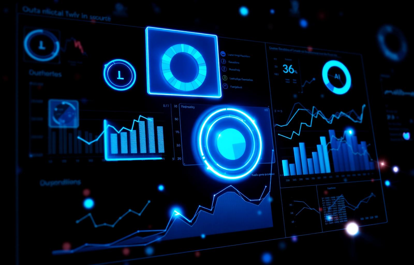 Painel de análise de dados com gráficos e indicadores